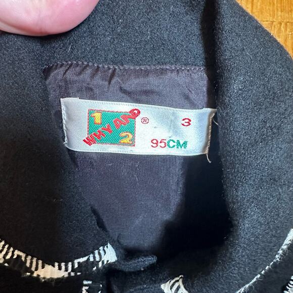 Why and 1/2 vintage black white checkered wool coat SIZE 3 - Picture 3 of 5